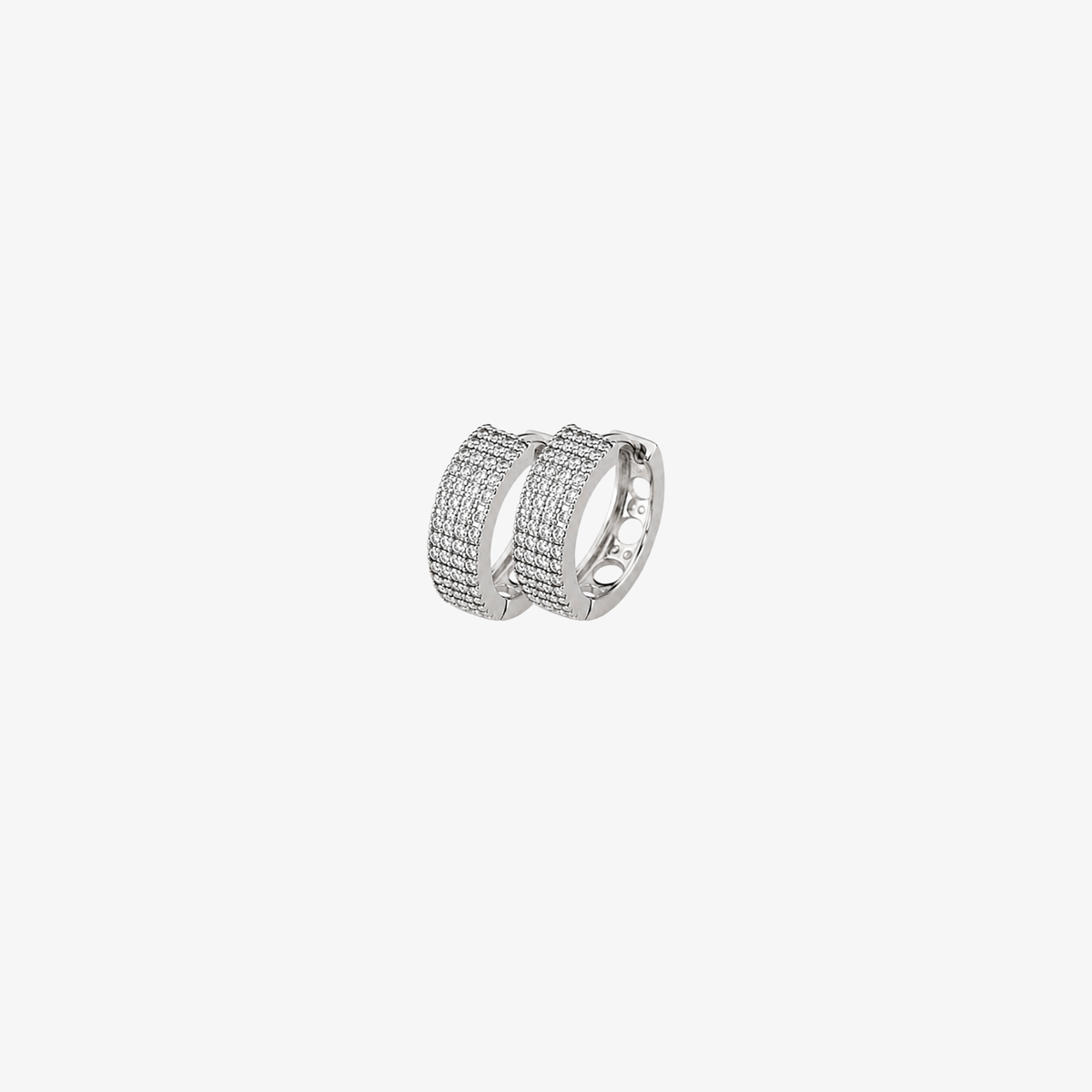 Rich Crystal Hoops  [Silver]