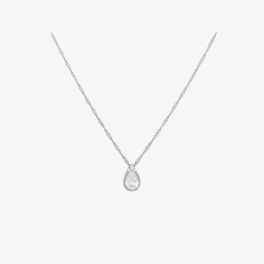 Crystal Tear Necklace [Silver]