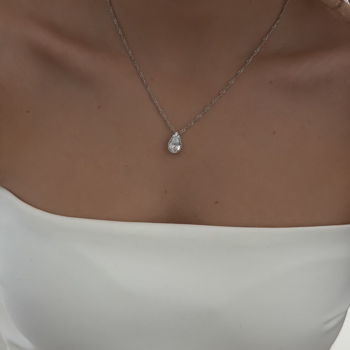 Crystal Tear Necklace [Silver]
