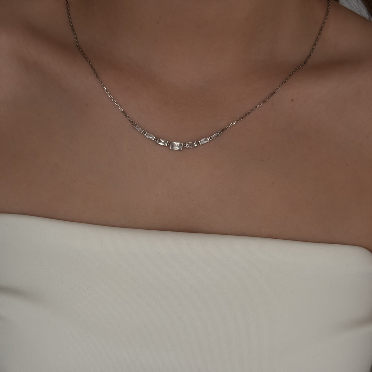 Crystal Line Necklace [Silver]