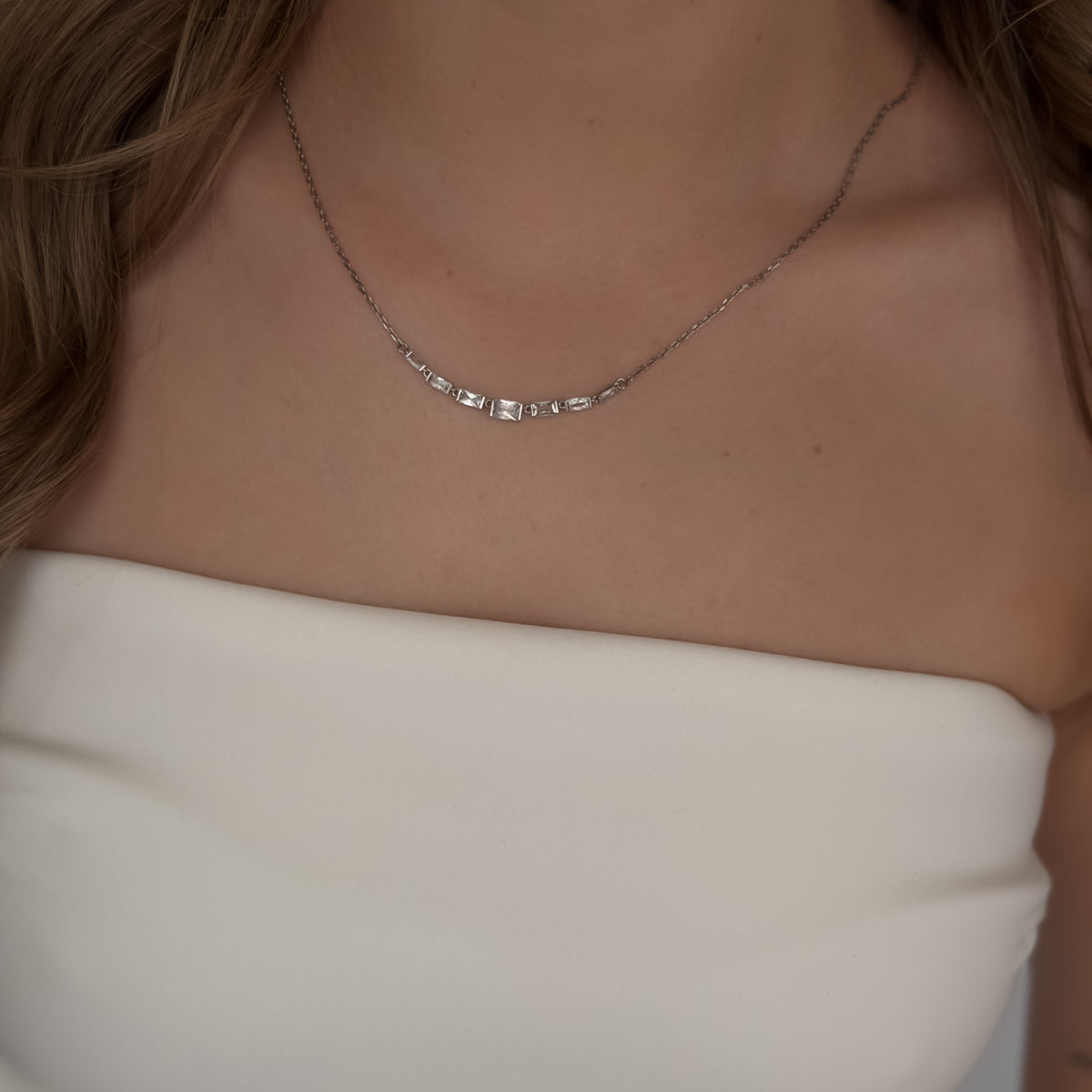 Crystal Line Necklace [Silver]