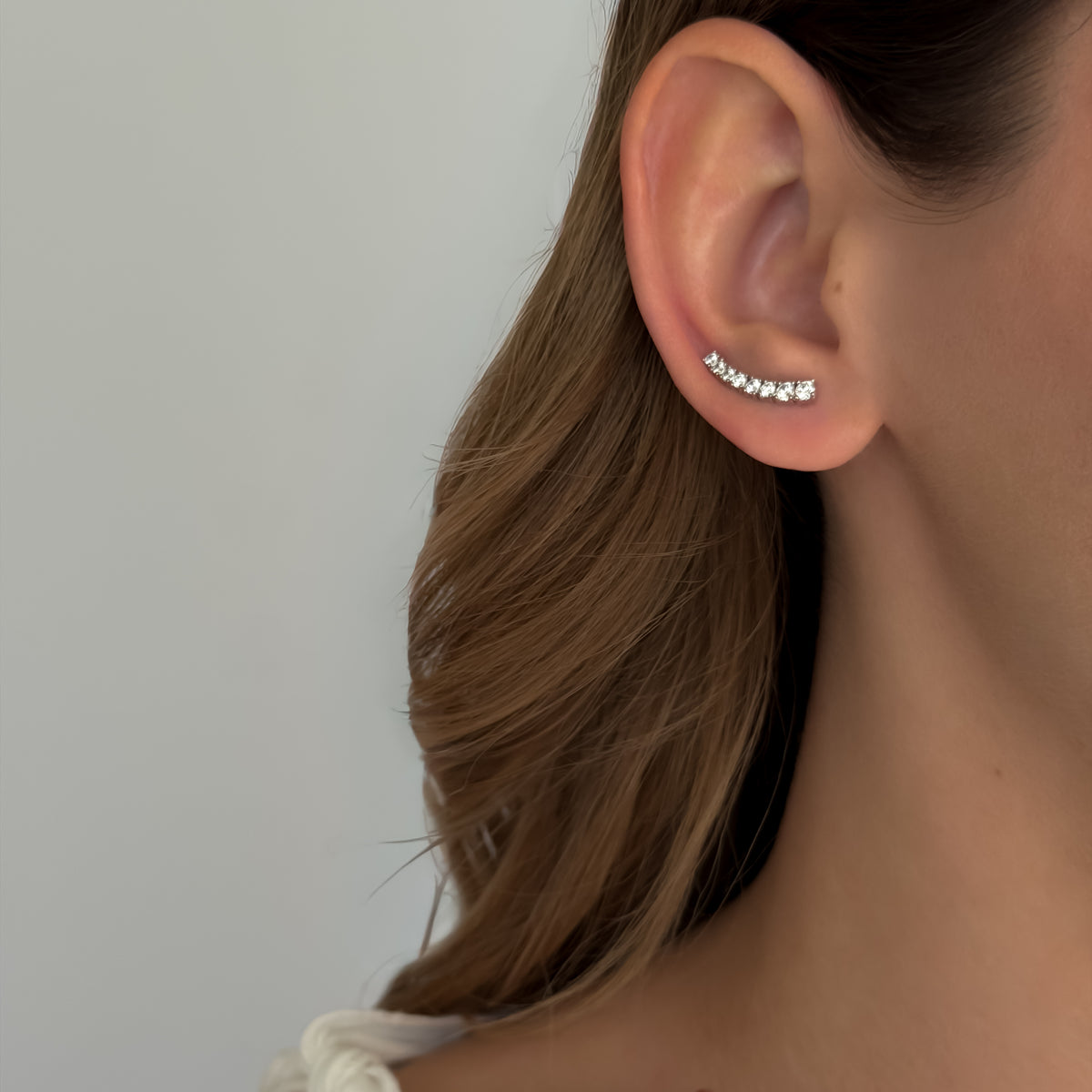 Crystal Arc Studs/Cuffs [Silver]