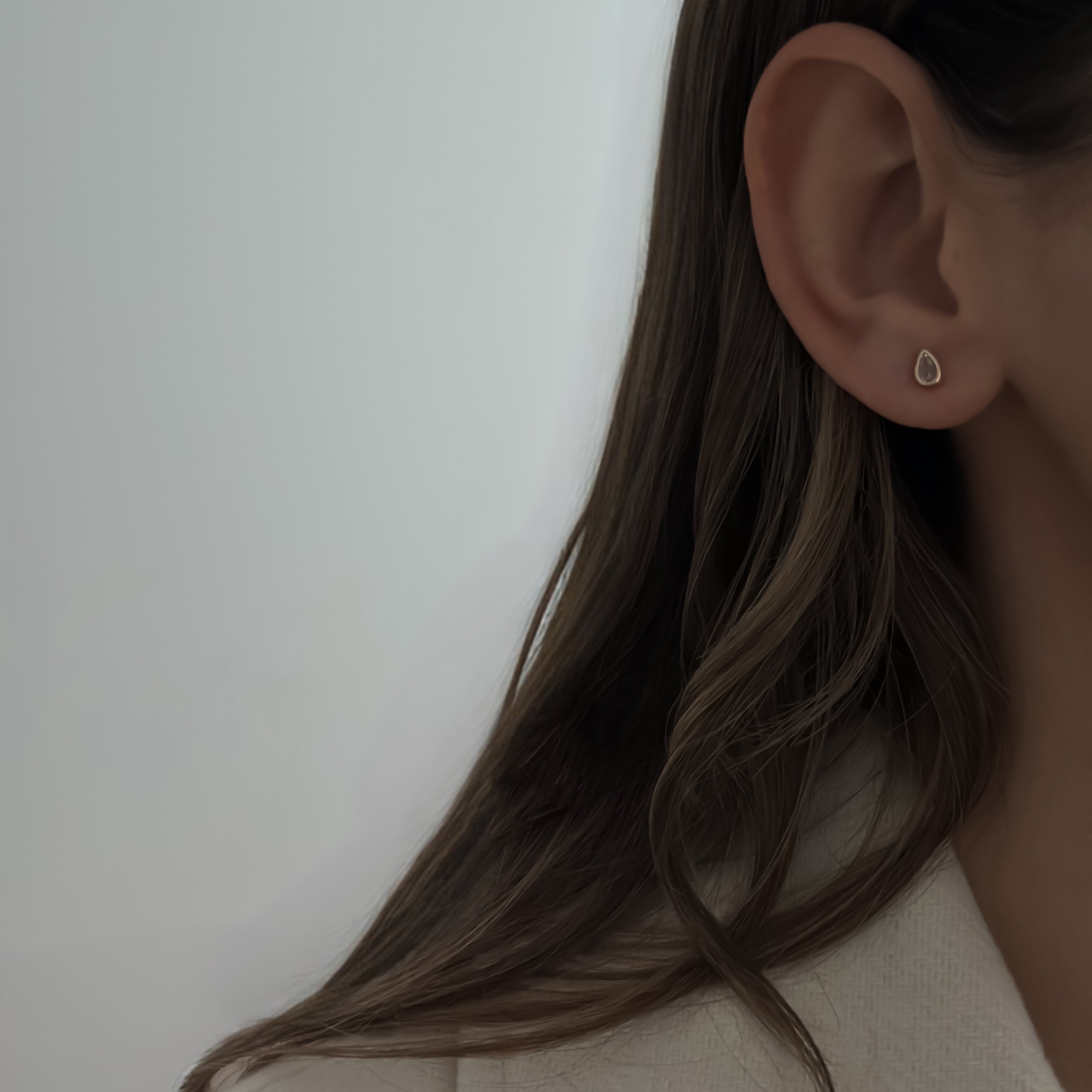 Bezel Pear Studs