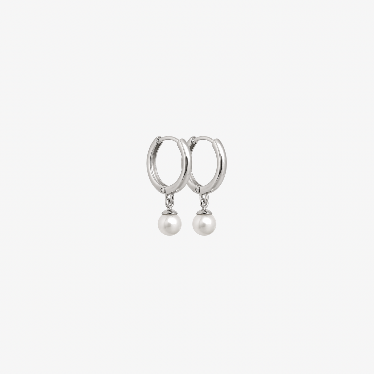 Mini Pearl Hoops [Silver]