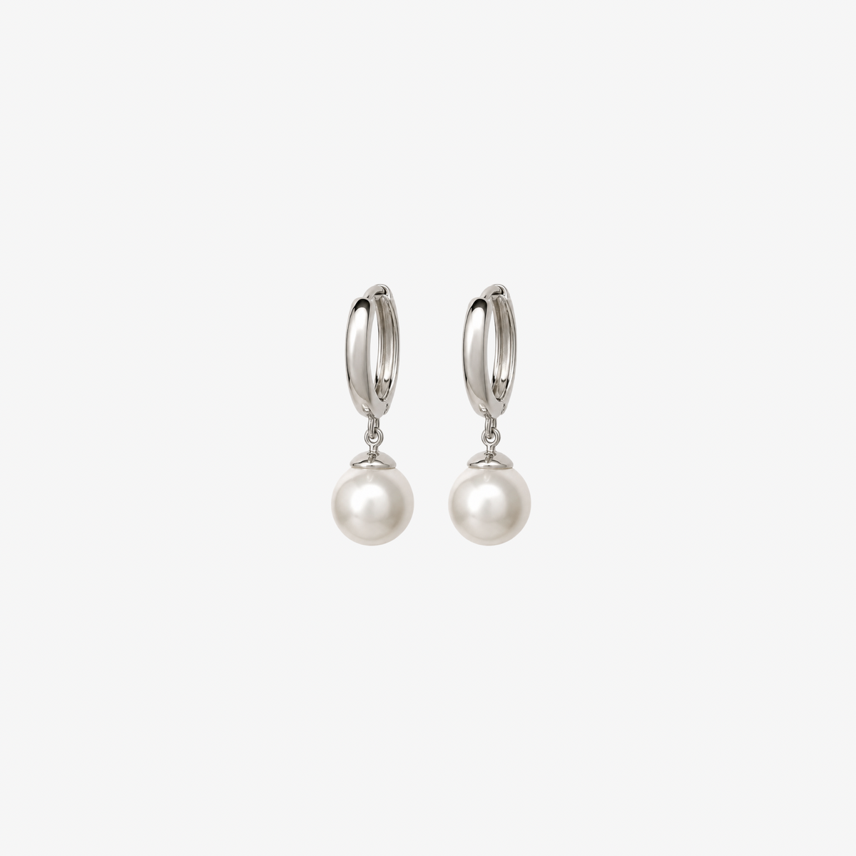 Midi Pearl Hoops [Silver]